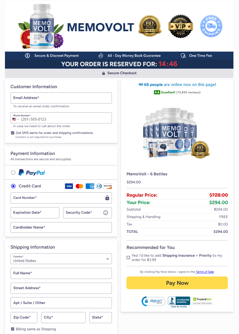 MemoVolt order form